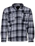 Henry Terre Holzfällerjacke Herren Hemdjacke Arbeitsjacke Hemd Flanell Jacke Thermojacke Kariert Gefüttert, Farbe:anthrazit, Größe:XL