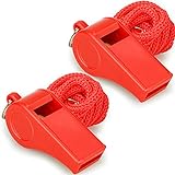 Hipat Rote Notfallpfeifen mit Schlüsselband, lauter knackiger Sound, 2 Packungen Kunststoffpfeifen, ideal für Rettungsschwimmer, Selbstverteidigung und Notfall