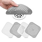 Flintronic 4 Stück Abflusssieb Silikon, Spülbecken Sieb, Haarsieb Dusche, Waschbecken Sieb Abfluss Spüle, Abfluss-Sieb Sink Strainer für Küche, Badewanne, Badezimmer, Dusche