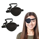 2 Stück Augenklappen, Augenklappe Medizinisch Erwachsene und Kinder, Augenklappe Pirat Elastische Schlafen Eye Patch, Linkes Rechtes Auge die Erholungsphase nach Operationen Gebrauch (Schwarz)