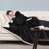 HBselect Kuscheldecke mit Ärmeln Sofa Baumwolle Hochwertige Wolldecke mit Ärmeln geeignet für Erwachsene Damen Herren Warme Bequeme superweich