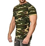 Happy Clothing Herren Camouflage T-Shirt Army Military Bundeswehr Tarnfarben Grün, Größe:M, Farbe:Camouflage