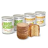 ration1 Probierpaket Dosenbrot 2x 350g und Dosenkuchen 2x 360g, Zitronenkuchen, Roggen-Mischbrot, fertig gebacken, Kuchen & Brot zum Wandern, Camping, Outdoor, als Notfallnahrung, 10 Jahre haltbar