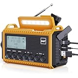 Tragbares Radio DAB+/DAB/FM mit 5000mAh Batterie Kurbelradio mit Preset-Funktion Akku Digitalradio mit Doppel Alarm Solar Radio Dynamo Radio mit LED Camping Licht SOS-Alarm für Wandern Notfall