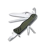 VICTORINOX Schweizer Taschenmesser Trailmaster, Groß, 10 Funktionen, Multitool mit Einhandklinge, Dosenöffner, Schraubendreher, Grün/Schwarz