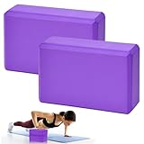 Zuxbolf Yoga Blöcke 2er Set Yogaklötze aus EVA Schaumstoff Lila Pilates Block Rutschfest & Leicht Schaumstoffblock für Yoga Pilates Fitness (22,5x14,5x7,7cm)
