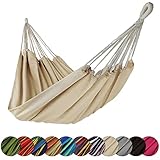 BB Sport Tuch Hängematte 200 x 140 cm max. Belastbarkeit 200 kg Tragetasche 1-2 Personen Camping Garten Balkon Terasse Wetterfest, Farbe:Beach