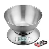 himaly 5KG Digitale Küchenwaage, Edelstahl-Kochwaage mit Abnehmbarer Schüssel zum Backen und Kochen, Tara-Funktion, LCD-Display, Auto-Off