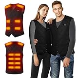 Beheizte Weste Herren Damen, Heizweste Herren Motorrad Fleece, Beheizbare Jacke Herren USB, Weste Herren mit 3 Stufen Temperatur, Wärmejacke Outdoor Waschbar Leicht Winter Camping Unisex (Schwarz, XL)