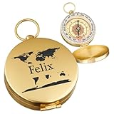 polar-effekt Gold Taschenkompass mit Gravur - Metall Kompass mit Namen - Geschenk zum Jubiläum - ideal für Wandern, Jagen und Segeln