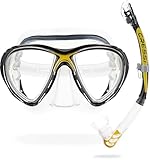 CRESSI Combo Big Eyes+Alpha UD Clear/Yellow - Kombo Set Maske Big Eyes Evo und Schnorchel Alpha UD, zum Tauchen und Snorkeln, Transparent/Gelb, Einheitsgröße, Erwachsene