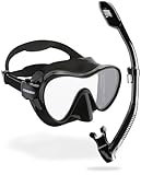 Cressi F1 + Dry Combo - Rahmenlose Maske + Schnorchel Dry Combo Set zum Tauchen und Schnorcheln, Schwarz, Einheitsgröße, Unisex Erwachsene