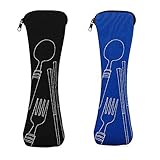 Mnsconkl Bestecktasche,Bestecktasche für Unterwegs 2 Stück Tragbare Neopren Bestecktaschen Leer mit Reißverschluss Besteck Camping Geschirr Waschbar Schule Picknick Besteck to go Schwarz Blau