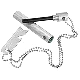 Grenhaven Feuerstarter Flint Striker Lighter Kit mit kompaktem Aluminium-Gehäuse, 9000 Strikes, Magnesium Ferrocerium Rod für Survival Camping Jagd Outdoor - Inklusive Flaschenöffner und Kompass