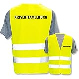 Bedruckte Warnwesten mit ISO-Leuchtstreifen * Standard- oder Reflex-Druck * Erste Hilfe und Brandschutz, Begriff:Krisenteamleitung, Farbe + Größe:Gelb (M/L)