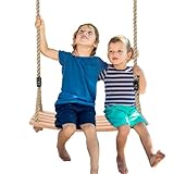 Holz Schaukelsitz für Kinder und Erwachsene, Holzschaukel,Garten schaukel mit Einstellbares Hanfseil,Garten schaukel, Schaukelsitz für Gartenhof Innen und Außenbereich bis zu 250 kg