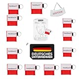 Heldbach® 10 Beatmungsmaske Erste Hilfe Hygienisches Beatmungstuch mit Schlüsselanhänger für Mund-zu-Mund-Beatmung – Kompakt & ideal für Notfälle, HLW, unterwegs beatmungstuch, beatmungsmaske (Rot)