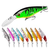 OriGlam Angelköder, Harte Köder, 3D-Augen, Elritze Angelköder, Crankbait, Swimbait, Angelzubehör für Süßwasser, Salzwasser, Topwater, Barsch, Forelle, Zander, Rotbarsch, 10 Stück
