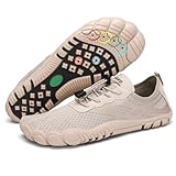 SAGUARO Badeschuhe Herren Wasserschuhe Damen Schwimmschuhe Schnelltrocknende Barfußschuhe Aquaschuhe Strandschuhe Leicht Neoprenschuhe Surfschuhe rutschfeste Tauchschuhe Poolschuhe Khaki,Gr.44