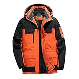 Generisch Winterjacke Herren Wasserdicht Warme Fleecejacke Kletterjacke Winddicht Outdoor Skijacke Wintermäntel mit Kapuze Gefüttert Multifunktional Wanderjacke