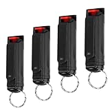 4 Stück Pfefferspray Schlüsselanhänger, 20ml Pfefferspray Selbstverteidigung Mit Schlüsselring, Pfefferspray & Ko-Spray, Leichter Bedienen Verteidigungs Waffen für Frauen, Kinder, Männer