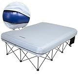 FUNDANGO Campingbett Luftmatratze 2 Personen mit Gestell, Camping luftbett mit pumpe Beistelltisch，Aufblasbare Matratze mit Tragetasche, Gästebett für Reisen Angeln Camping Indoor