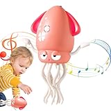 Dewppxi Electric Dancing Octopus Toy, Oktopus Krabbelspielzeug, Tanzender Oktopus Baby Spielzeug Mit LED-Lichtern Und Musik für die Bauchlage, Krabbelspielzeug für Junge Mädchen (Rosa)