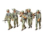 Tamiya 35184 1:35 WWII Fig.-Set MG-Trupp i.Manöver(5), Modellbausatz,Plastikbausatz, Bausatz zum Zusammenbauen, detaillierte Nachbildung