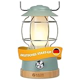 NATURBUMMLER® Campinglampe aufladbar mit Powerbank [LUX Secure+] IPX4 wasserdicht & dimmbar – 5200 mAh Akku mit 200h Leuchtkraft für gemütliche Abende – LED Zeltlampe Campinglicht Outdoor