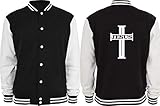 Textilhandel Hering Collegejacke - Jesus Kreuz (Schwarz/Weiß, L)