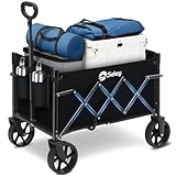 Sekey Bollerwagen Faltbar Klein 80KG, Handwagen Klappbar, Faltbarer Einkaufswagen Campingwagen mit Höhenverstellbarem Griff, Leicht & Platzsparend & Stabil, Mini 4029, Schwarz