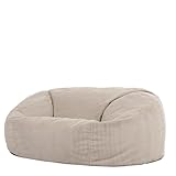 Icon Soul XXL Sitzsack Sofa für Erwachsene, Beige, Flauschiger Cordtstoff, 2 Sitzer, Bequemer Bean Bag Sofa mit Füllung, Relaxsessel, Lounge, Wohnzimmer Möbel