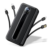 Powerbank 20000mAh mit 4 Integriertem Kabel, 22.5W PD Schnellladen Externe Handyakkus, Power Bank USB C für iPhone 16/15/14/13, Samsung S24/S23, iPad, mit LED Anzeige & Dual-Taschenlampe