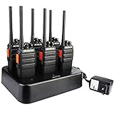 Retevis RT24 Funkgeräte Set, PMR Walkie-Talkie Professionell, Aufladbar Funksysteme mit 6-Wege-Ladegerät 16 Kanäle VOX, Walkie Talkie für Polizei, Baustellen, Schule(Funkgerät 6er Set, Schwarz)