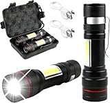 Taschenlampe LED,2 Stück 2000 Lumen Extrem Hell COB Seitenlicht, Mini Taschenlampe USB Aufladbare Mit Kunststoffbox, 3 Modi, Tragbar IPX5 Wasserdicht für Outdoor Camping Notfall