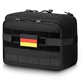 Jueachy Molle Tasche, Doppelte Schicht Taktische Tasche EDC Molle Pouch Große Molle Zubehör Admin Tasche Erste Hilfe Taktische Hüfttaschen Gürteltasche Reiseapotheke Tasche für Camping Wandern Schwarz
