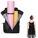 WOMACO Yogamatten-Tasche, verstellbare Yogamat-Blöcke, Träger mit Rucksackgurten und Seitentaschen, Top-Öffnung, Yoga-Rucksack für Yoga-Zubehör (schwarz)