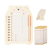 HABNI 1 Stück Checklist Boards mit 13 Papier,To Do List Memo To Do Planer 22.5x16cm Tafel für Kinder mit Ständer und Stift, Aufkleber für Lernplanung Zeitplan, Beige