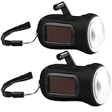 PEARL Kurbeltaschenlampe: 2er-Set Dynamo-Akku-Taschenlampe mit Solarpanel, 3 LEDs, 0,4 W, 20 lm (Taschenlampe zum Aufziehen, Kurbeltaschenlampe Solar, Schlüsselanhänger)