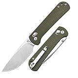 CJRB Bolt Folding Pocket Knife, 8.25CM AR-RPM9 Steel Blade G10 Handle EDC Knife with Recoil Lock Pocket Clip for Men Women Camping Survival Hiking, Green (J1960)