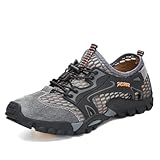 FLARUT Herren Sportsandalen Sommer Trekking Sandalen Wanderschuhe Outdoorsandalen Super Atmung Draussen Hiking Schuhe Mesh Vamp Wasserschuhe Sport Laufen Klettern(Grau,44)