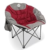 Northroad Klappbarer Camping Moon Stuhl Außenbereich Gepolsterte Untertasse Runde Stuhl mit Cup Holder Kühltasche unterstützt bis zu 136kg für Strand Wandern Angeln Picknick Rasen