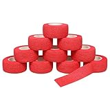 QiGui 10 Rollen Fingerpflaster Selbsthaftend Bandage Elastische Verband 2,5cm x 4,5m Wasserfestes Selbstklebender Haftbandage Cohesive Fixierverband Pflasterverband Pet Vet Wrap für Erste Hilfe Sport
