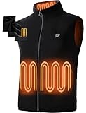 burngogo Beheizbare Weste Heizweste Herren Damen 6 Zonen Heizung 3 Temperaturregler Beheizte Weste (Ohne Powerbank) Beheizbare Jacke M Schwarz