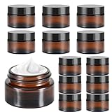 Litimkat 12 Stück Amber Glas Leerdose,Tiegel Cremedose 20ml/30ml Braunen Glasbehälter,Leere Nachfüllbare,für Kosmetik Cremes Lotionen ätherische Öle