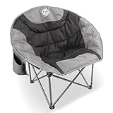 Northroad Klappbarer Camping Moon Stuhl Außenbereich Gepolsterte Untertasse Runde Stuhl mit Cup Holder Kühltasche unterstützt bis zu 300 lbs für Strand Wandern Angeln Picknick Rasen