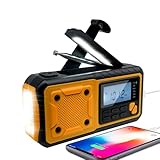 Lepwings Kurbelradio mit Handyladefunktion, Solar Radio 4000mAh Batteriebetrieben, FM/AM/SW Tragbar Notfallradio, Leseleuchte & LED Taschenlampe, SOS-Alarm, Notfallausrüstung für Camping Outdoor