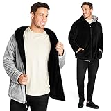 CityComfort Kapuzenpullover Herren Fleece Winter Hoodie mit Reißverschluss Umkehrbar Kuschelige Warme Fleece Kapuzenjacke Jungen Teenager und Männer M-3XL (Schwarz, 2XL)