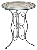 Kobolo Gartentisch Metalltisch Bistrotisch Tisch in Mosaikoptik - Metall mit Glasplatte - 60cm - schwarz