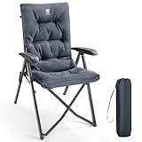 EVER ADVANCED Campingstuhl Faltbar Rückenverstellbar in 4 Positionen 150 KG Belastbarkeit Klappstuhl Luxus 6cm Dicke Gepolstert Gartenstuhl Hohe Lehne Angelstuhl für Camp Garten Balkon Alu+Stahl